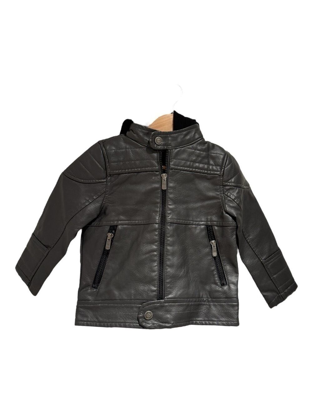 URBAN REPUBLIC black faux leather bomber jacket - size 24 months